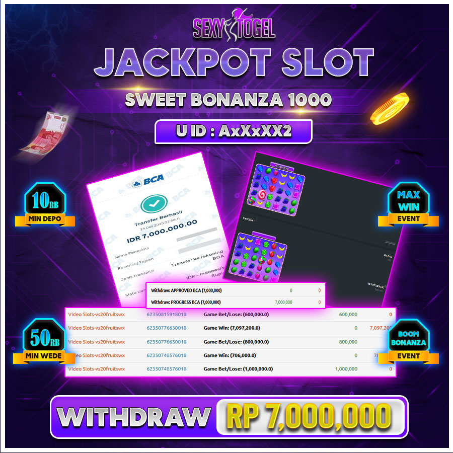 SEXYTOGEL JACKPOT SLOT SWEET BONANZA 1000 Rp.7.000.000.,-LUNAS